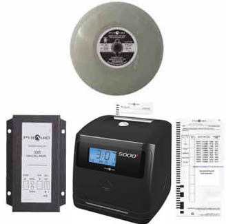 self totaling time clock with bells, workshift timer